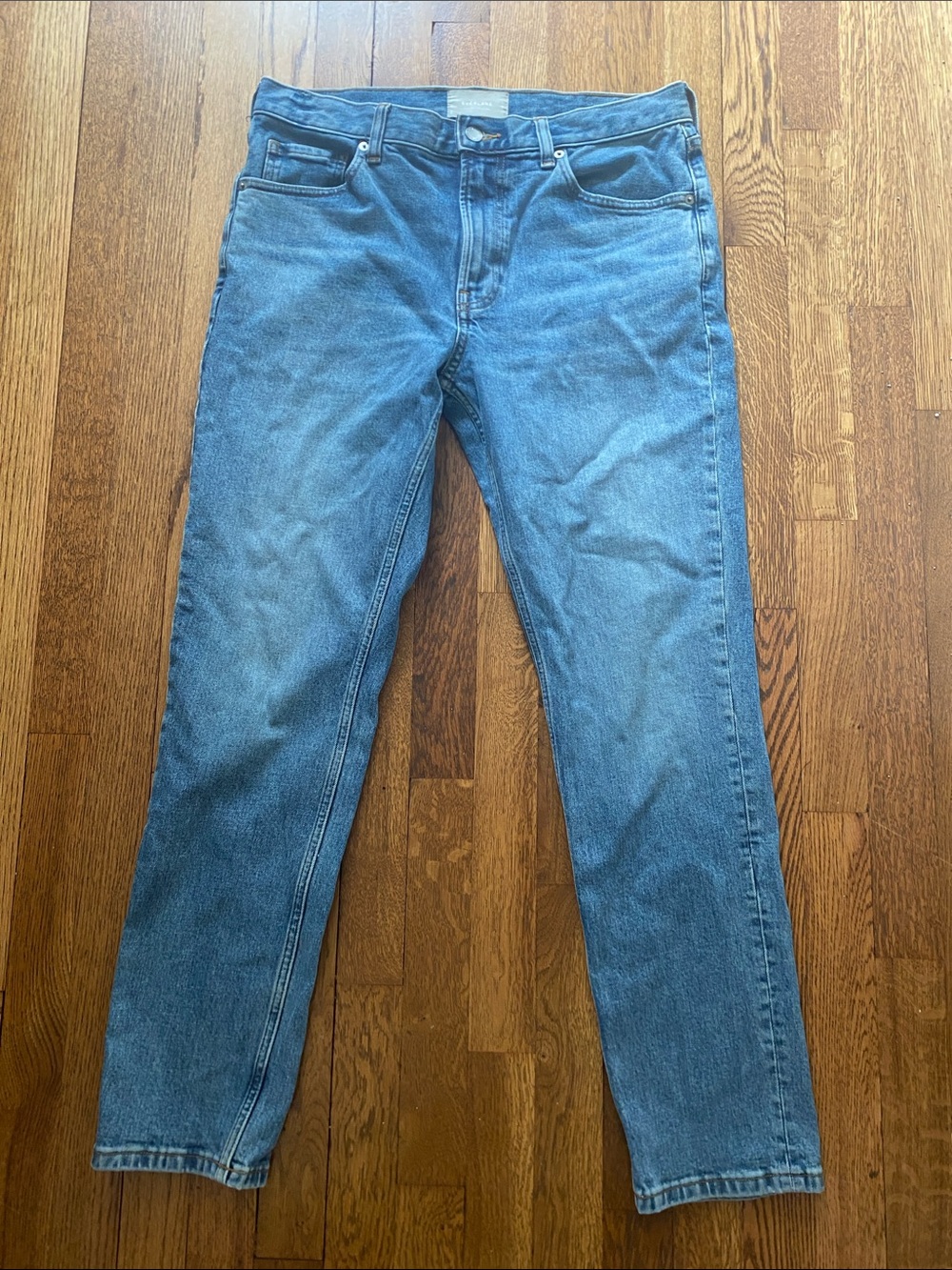 Everlane 98% Organic Cotton Men's Classic Blue Jeans - Clean Straight Fit